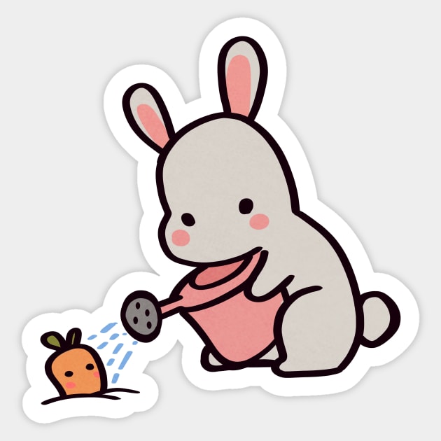 Cute Bunny Gardener Sticker by ThumboArtBumbo